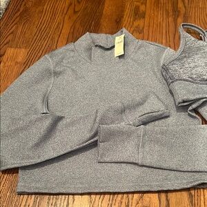 Gray Women's Sweater and Sports Bra Set